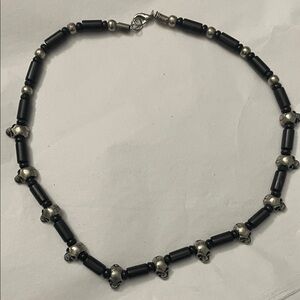 Black and Silver Beaded Necklace